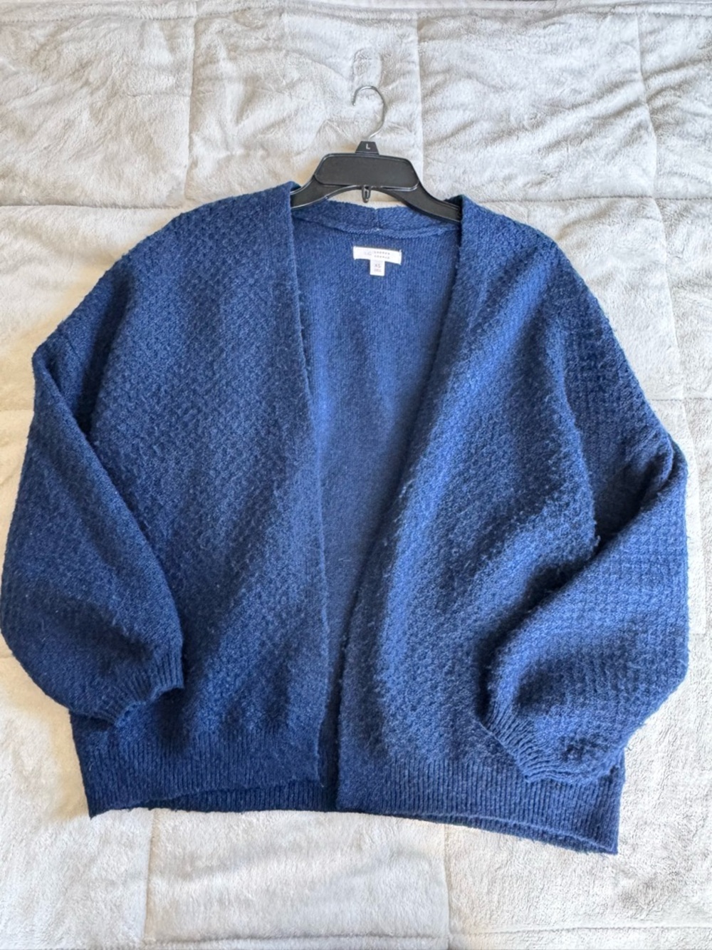 LC Lauren Conrad Deep Navy Textured Open-Front Cardigan